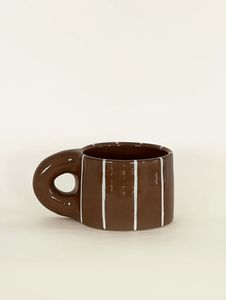 Hand-Made Ceramic <b>Mug</b> With Blue Striped Pattern Minimalist Design For Home Use Microwave And Dishwasher Safe Reusable - Product Image 2
