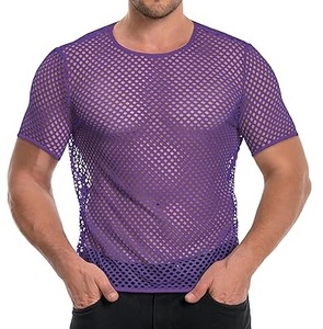 Nouveauté : T-shirts en maille filet transparents, coupe ample streetwear, haute qualité, avec logo personnalisé, respirants - Product Image 1