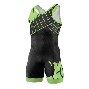 Sublimatie bedrukte worsteltrui voor heren, gekruiste hals, geometrische print, vochtregulerend, aansluitende tanktop, geschikt voor alle seizoenen - Product Image 2