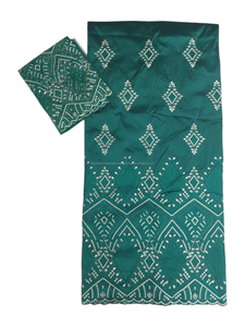 Tela de encaje suizo color verde azulado con bordado plateado |   Tela Africana de Lujo para Vestidos de Boda y Fiesta - Product Image 1