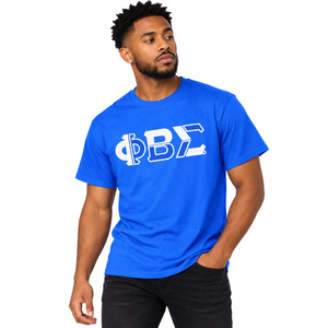 Camiseta Phi Beta Sigma con diseño de letras griegas, cómoda camiseta de manga corta con cuello redondo para hombre, para actividades universitarias - Product Image 1