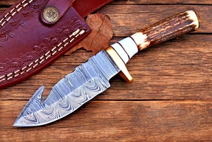 A&M ENTERPRISES Handmade Damascus Steel Hunting Knife Stag Handle Industrial Grade Survival Utility Professional Camping Knives - Product Image 5