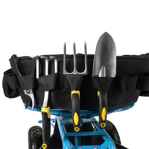Carrello da Giardino Blu Regolabile in Altezza con Sedile Girevole e Vano Porta Attrezzi - Product Image 5