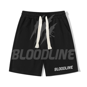 Shorts de sport pour homme BLOODLINE à séchage rapide, taille mi-haute élastique, logo avant, poches zippées, longueur Bermuda, motif camouflage, décontracté, en PU - Product Image 1