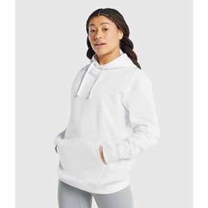 Sudadera con Capucha Estampada para Mujer, Blanca, de Forro Polar, con Bolsillo Canguro, Estilo Casual para Otoño e Invierno, Cómoda para Uso Diario - Product Image 5