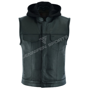 Chaleco de Cuero para Motocicleta con Capucha para Hombre, Protección Corporal, Chaleco de Cuero de Moda para Hombre, Nuevo para Otoño - Product Image 1