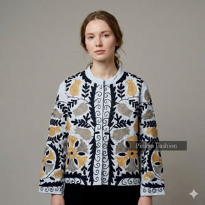 Chaqueta de Terciopelo Bordada Estilo Boho, Hecha a Mano, Estética, de Invierno, de Secado Rápido, Transpirable, Ecológica, de Lujo para Mujer, con Patrón Floral Tradicional - Product Image 5