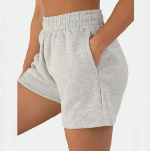 Shorts de Punto Sólido para Mujer, Cintura Media, Cierre Elástico, Estilo Casual, 100% Algodón - Product Image 4