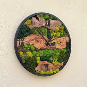 Wood slice wall <b>clock</b> Mossy timber <b>clock</b> Rustic woodland <b>clock</b> Enchanted forest wood <b>clock</b> Green haven wall <b>clock</b> Room Hanging - Product Image 6