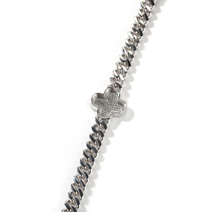 Clover Moissanite Bracelet 925 <b>Silver</b> Iced Out Cuban Link Bracelet <b>for</b> <b>Men</b> - Product Image 5