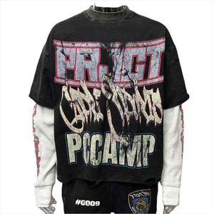 เสื้อสเวตเชิ้ตพิมพ์ลายกราฟิกแบบกำหนดเอง ทรงบ็อกซี่ แขนยาวสองชั้น ปักลาย สกรีนลาย ผ้าคอตตอนหนา เสื้อยืดครอปผู้ชาย - Product Image 4