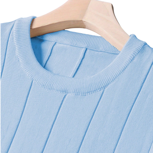 เสื้อเชิ้ตแขนสั้นคอกลมผ้าถักลายริบแนวตั้งสำหรับผู้ชาย สวมใส่สบาย น้ำหนักเบา เหมาะสำหรับใส่ในชีวิตประจำวัน สไตล์ลำลองสำหรับฤดูร้อน - Product Image 3