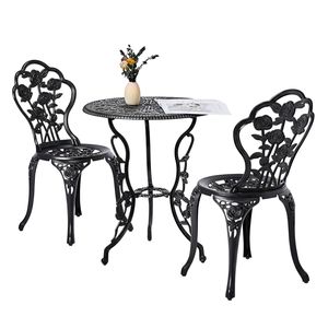 Set da 3 Pezzi in Alluminio Pressofuso per Ogni Condizione Atmosferica: Tavolo e Sedie da Bistrò per Esterni, Set da Giardino per Cortile - Product Image 1