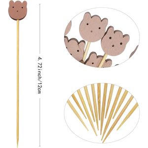 Stuzzicadenti in bambù a forma di orsetti marroni da 4,7 pollici, 200 pezzi, per antipasti, frutta e decorazioni per cocktail, ideali per feste in casa - Product Image 2