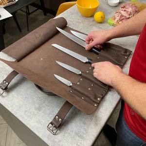 Sacoche de Couteaux en Cuir Imperméable avec Sangle Réglable, Grande Poche Zippée, Pochette d'Épaule pour Chef, Sac à Outils pour Couteaux LKR-0228 - Product Image 4