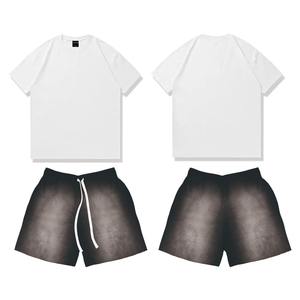 Ensemble de shorts et t-shirts en molleton Terry personnalisés, écologiques, vintage, effet délavé, streetwear, polyester/coton 320g, pour homme, hiver - Product Image 5