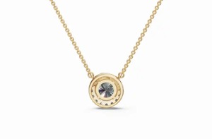 Collar con Colgante Halo de Diamantes Cultivados en Laboratorio de 0.814 Quilates, Corte Redondo, Círculo de Amor, 22 Piezas, Oro Amarillo, Rosa y Blanco de 9K, 14K y 18K - Product Image 4