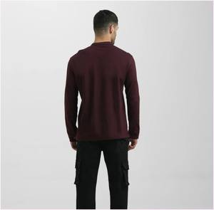 T-shirt Henley pour homme de qualité supérieure, coupe ajustée, décontracté, en jersey de coton respirant, grande taille, séchage rapide, manches longues, motif uni - Product Image 2
