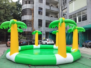 <span class=keywords><strong>Piscine</strong></span> gonflable en forme de palmier avec base verte et blanche - Parfaite pour s'amuser en été - Product Image 1