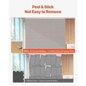 Set di 5 Pannelli Acustici Autoadesivi 47,2 X 23,6 X 0,4 Pollici in Fibra di Poliestere, Pannelli Fonoassorbenti per Pareti - Product Image 3