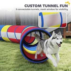 Parcours d'agilité pour chiens de 12 pièces avec anneau d'obstacle réglable, 4 tunnels et poteaux de maniuvres - Product Image 5