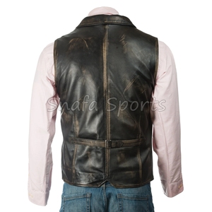 Chaleco de Piel de Oveja Marrón para Hombre, Estilo Bomber, Piel de Cordero Premium, Botones, Ligero, Sin Mangas - Product Image 4