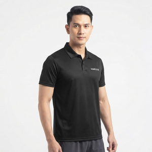 Polo homme noir, taille standard, polyester, manches courtes, personnalisable avec logo, bonne qualité. - Product Image 4