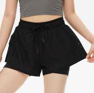 Shorts de sport pour femmes 2026, personnalisables en gros, double couche, pour yoga et fitness, avec couleurs contrastées - Product Image 3