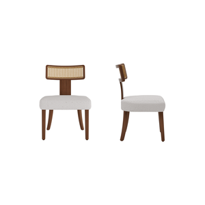 Set di 2 Sedie da Pranzo in Legno Massello e Rattan Stile Mid-Century Moderno con Schienale a Rete per Sala da Pranzo - Product Image 3