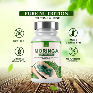Capsules de poudre de feuilles de Moringa naturelles, certifiées ISO, fabricant de produits nutraceutiques, qualité d'exportation - Product Image 2