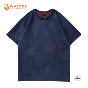 T-shirt en coton à manches courtes et col rond de couleur unie pour homme WASONS INTERNATIONAL, coupe ample, jersey décontracté - Product Image 1