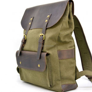 <b>Canvas</b> and Leather Backpack <b>Rucksack</b> Hiking Camping Vintage Rolltop Unisex Bag for Men and Women LCB-0100 - Product Image 6