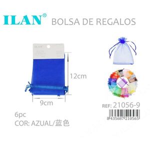Sacchetti regalo in organza Ilan 9x12 cm 6 pezzi colore blu per regali - Product Image 3