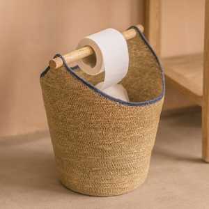 Woven Seagrass <b>Toilet</b> <b>Roll</b> Holder Eco Friendly Bathroom <b>Basket</b> with Handle Raw Storage Organizer Home Spa Wholesale Bulk B2B OEM - Product Image 2