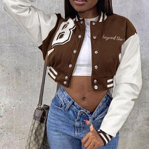 Chaqueta Varsity Casual para Mujer, Estilo Universitario, Chaqueta Bomber Moderna, Ropa de Calle Ligera con Botones y Bolsillos - Product Image 6