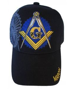 Men's <b>Navy</b> Blue Custom Logo Curved Brim Masonic <b>Baseball</b> <b>Cap</b> with Embroidery and Adjustable Strap - Product Image 4
