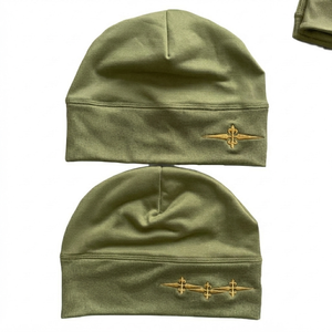 Bonnet d'hiver unisexe vert olive clair de haute qualité, 100 % acrylique, style vintage, jacquard, motif lettres imprimé lumineux/pailleté - Product Image 1