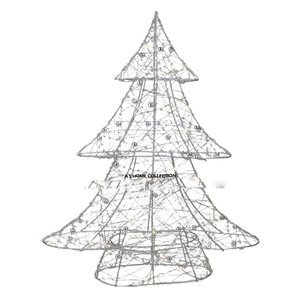 Artículos Navideños Metálicos con Iluminación LED de Acabado Blanco, Decoración Moderna y Elegante de Hierro con Diseño de Árbol de Navidad - Product Image 1