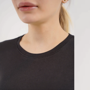 Femmes décontracté respirant spandex/coton à manches courtes coupe régulière col rond T-Shirts teint uni Logo de marque personnalisé imprimé - Product Image 2