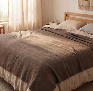 <b>Brown</b> Cotton <b>Bed</b> Cover Blanket for Rustic Bedroom Décor Woven Home Textile Furnishing - Product Image 1