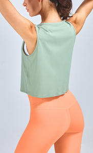 Custom Logo Graphic Design Women's Tank <b>Top</b> Short Woven Fabric Crop Gym Blank <b>Top</b> - Product Image 6