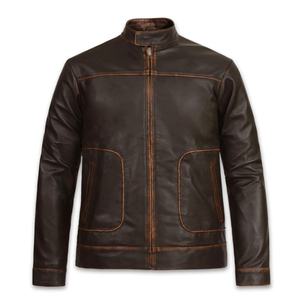 Chaqueta de Cuero Personalizada con Forro de Borrego para Hombre, OEM ODM, Chaqueta de Aviador de Invierno con Cuello de Piel, Chaquetas de Cuero para Hombre - Product Image 1