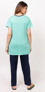 Premium Cotton Fabric Summer Lounge Wear Set Elastic Waist <b>Long</b> Length <b>Satin</b> Robe <b>Nightdress</b> From India Supplier at Low Price - Product Image 4