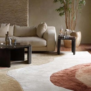 Abstract Modern Area Rug Neutral Earth Tone Hand Tufted Wool Carpet Contemporary Living Room Bedroom Artistic Floor Decor Design - Product Image 3