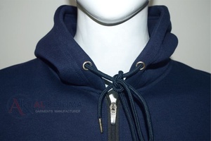 เสื้อฮู้ดซิปโอเวอร์ไซส์สีน้ำเงินกรมท่าสำหรับผู้ชาย 450 GSM ผ้าฝ้ายฟลีซหนานุ่ม 100% มีกระเป๋าหน้า ปักโลโก้แบบตรงรุ่น ทรงปกติ - Product Image 3