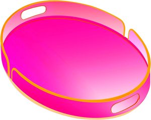 Acrylic Serving Tray with Handles <b>Large</b> Decorative Ottoman Tray 17x13'' Round for Bathroom Food Coffee Fruit Snack Tea Dinner - Product Image 1