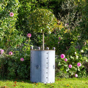 Galvanized Metal Planter With Topiary Design Outdoor Garden Container Rustic Finish Decorative <b>Plant</b> Pot - Product Image 2