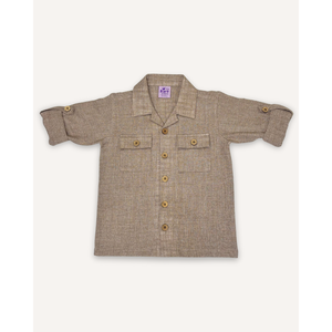 <b>Boys</b> Brown <b>Linen</b> Casual <b>Shirt</b> - Product Image 2