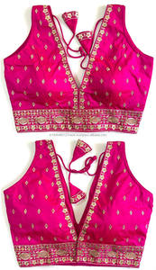 Chemisier moderne a zari, travail de fil et travail manuel prêt à chemisier a froent motif ouvert et beau noeud été - Product Image 4