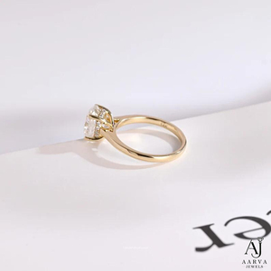 แหวนหมั้นทรงรีประดับโมอิสซาไนต์ คลาสสิก ชุบทอง 14K เงินแท้ 925 ของขวัญวันครบรอบแต่งงานสำหรับผู้หญิง - Product Image 6